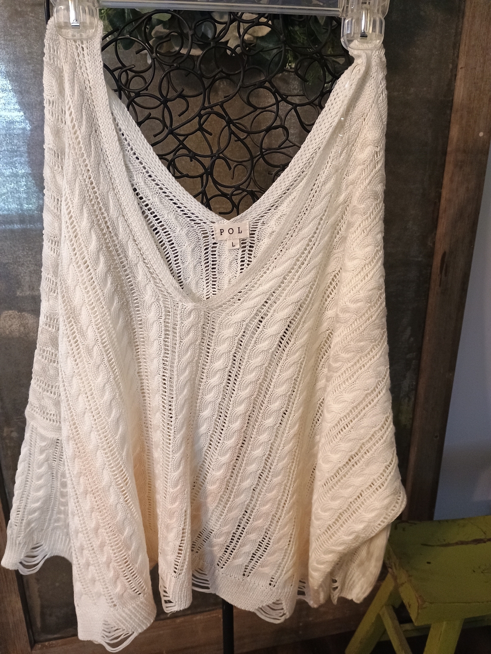 POL White Crochet sweater